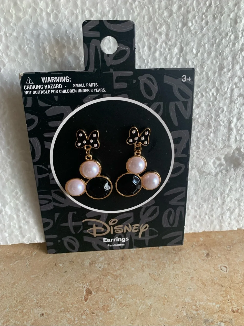 Disney Black and Pearl Bow Minnie Mouse Drop Earrings